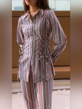 DAMSON MADDER Jilla Shirt Multi Business Stripe EU Size 18/ US Size 14